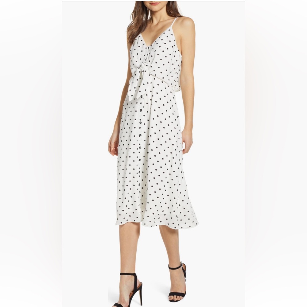 White Polka Dot Midi Dress